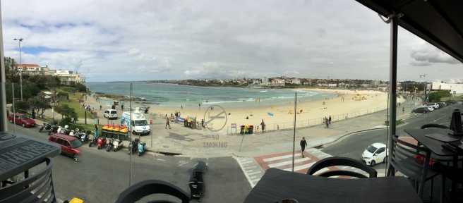 Panorama of Bondi from our seats at Brunch