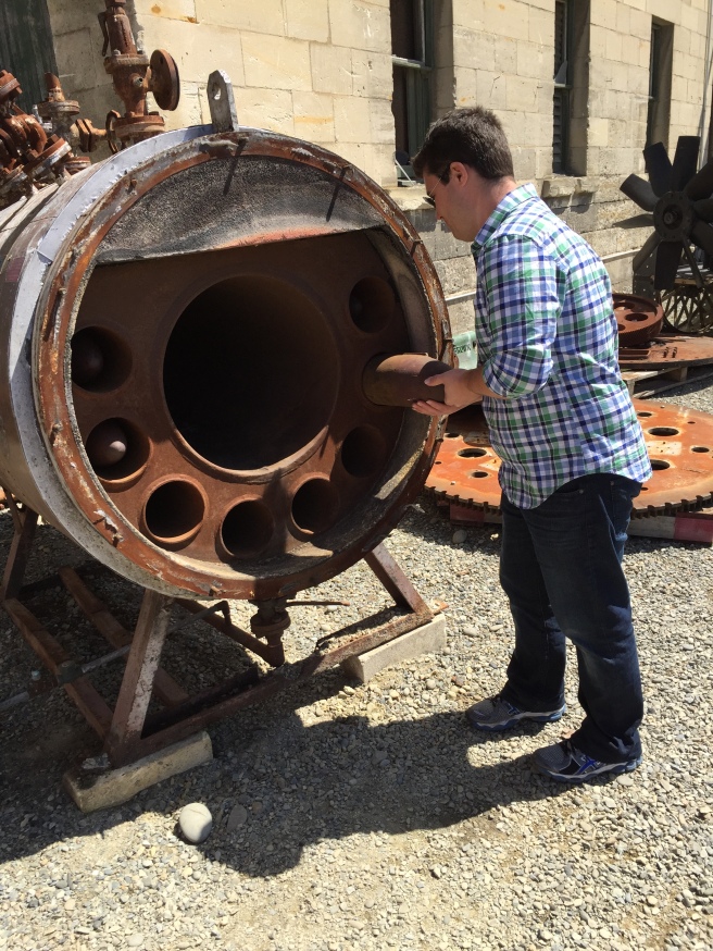 Nick loading a (non-functioning) steampunk cannon.