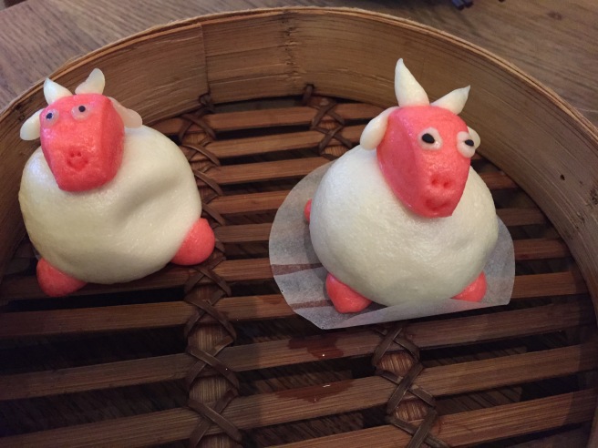 It's the year of the sheep, so the dumpling place we went to for dinner had these sheep dumplings filled with molten chocolate.