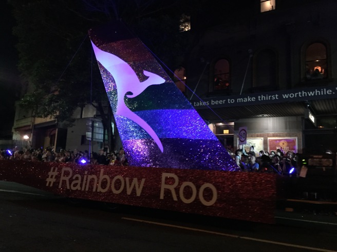 Qantas' "rainbow roo" float / I prefer the "Gay380" :-)  