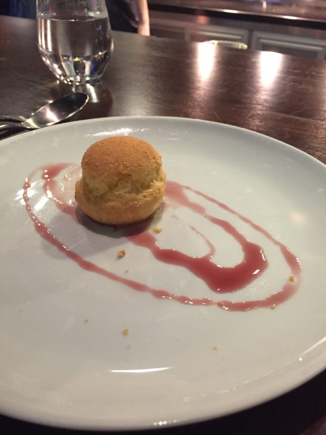 ewe's curd (aka, goat cheese), choux pastry, and rose syrup. OK, now this, I can do.