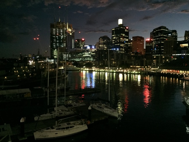 Crossing Darling Harbour at 6:25am on my way to spin class.